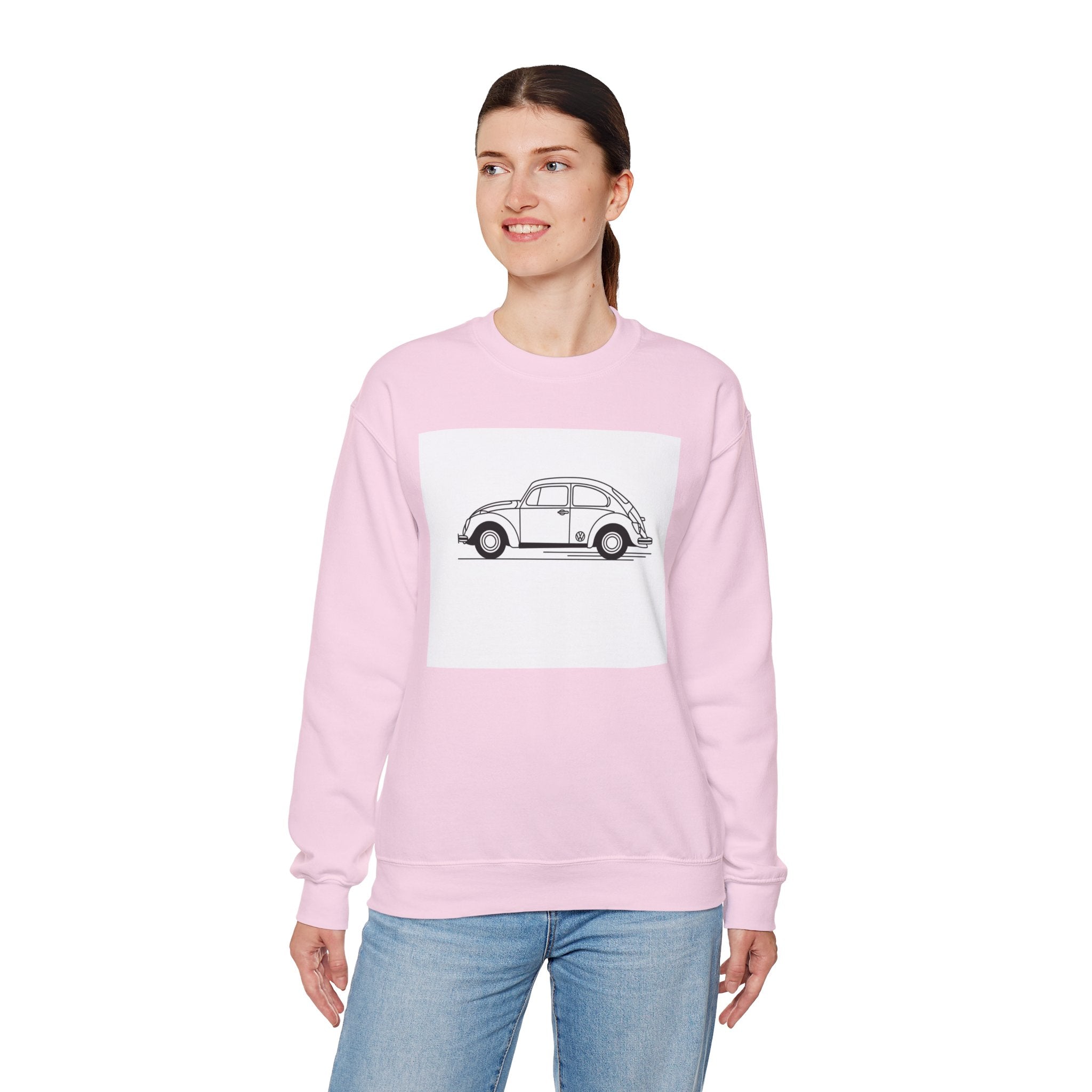 Volkswagen Beetle Outline Crewneck Sweatshirt — Classic Vintage Car Jumper