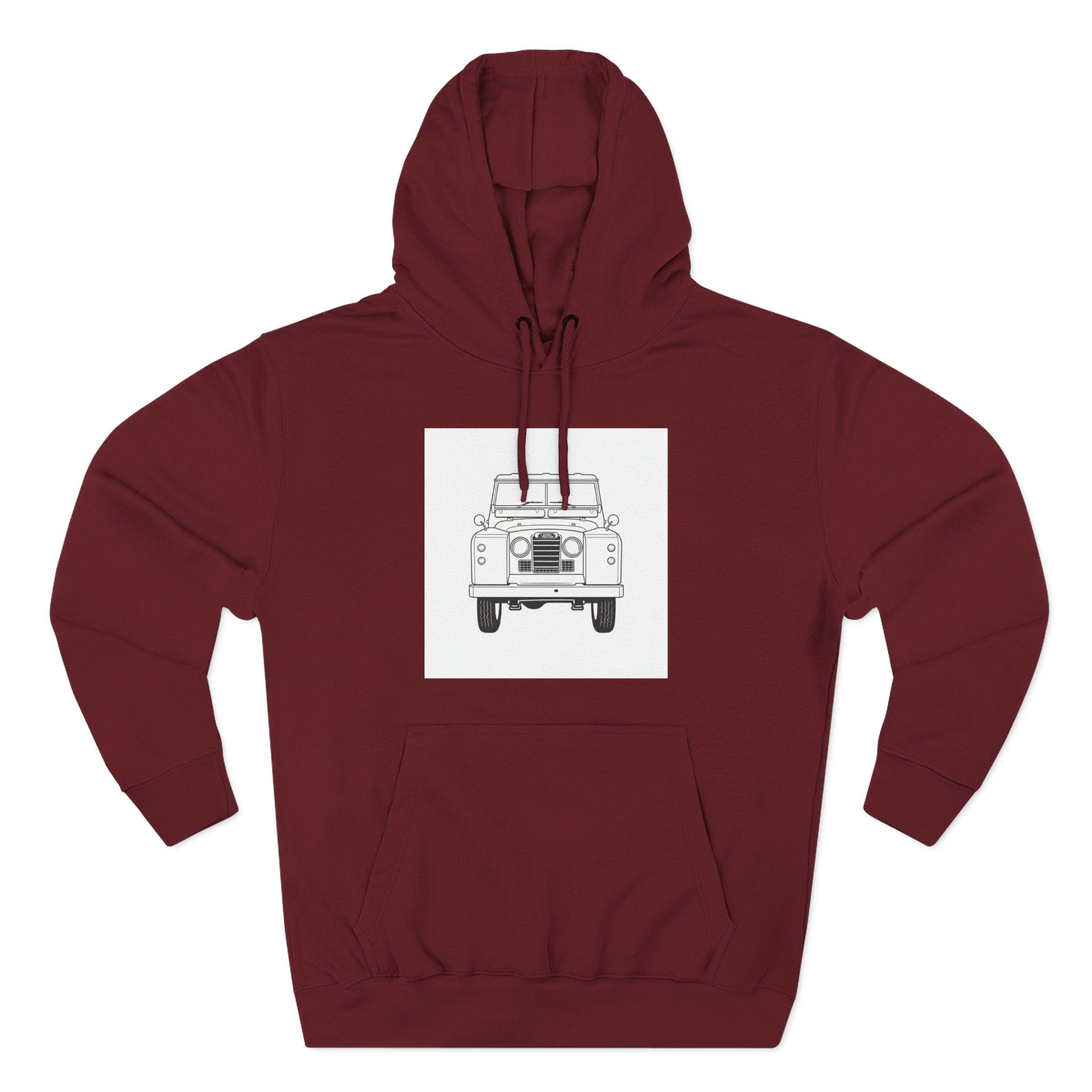 Land Rover Series Line Drawing Hoodie — Front & Rear Classic British 4x4