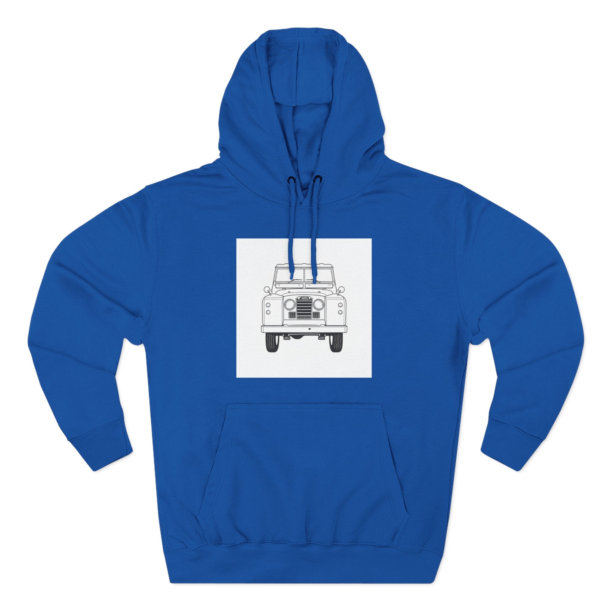 Land Rover Series Line Drawing Hoodie — Front & Rear Classic British 4x4