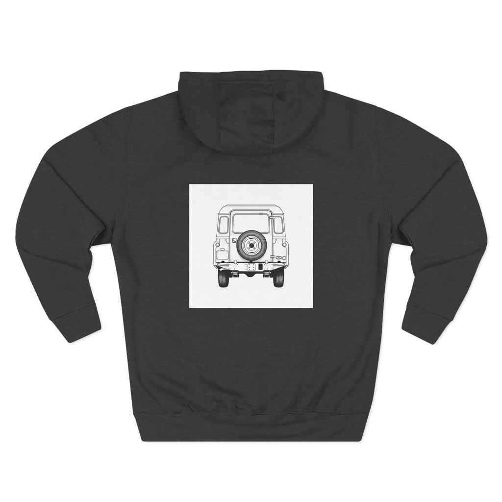 Land Rover Series Line Drawing Hoodie — Front & Rear Classic British 4x4