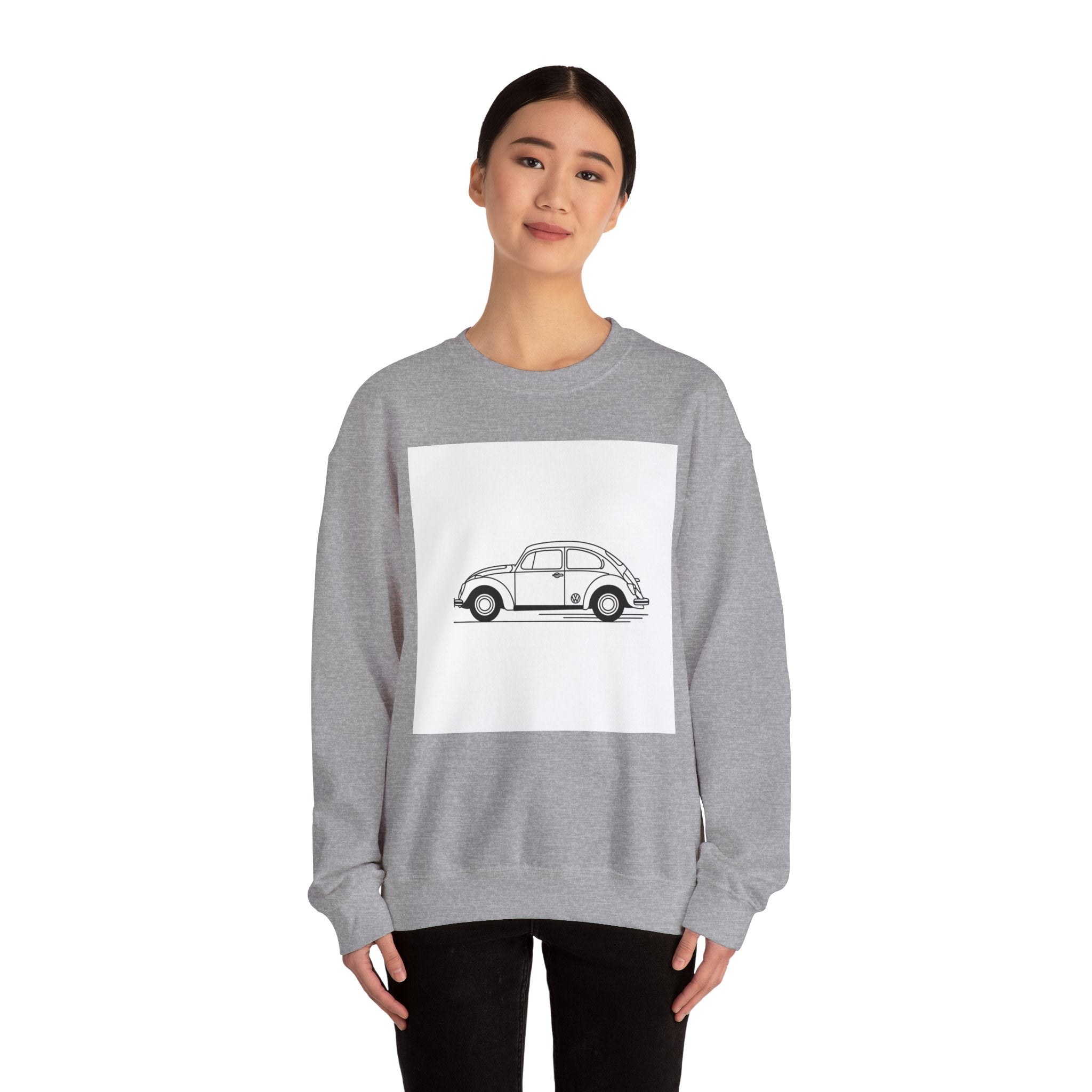 Volkswagen Beetle Outline Crewneck Sweatshirt — Classic Vintage Car Jumper