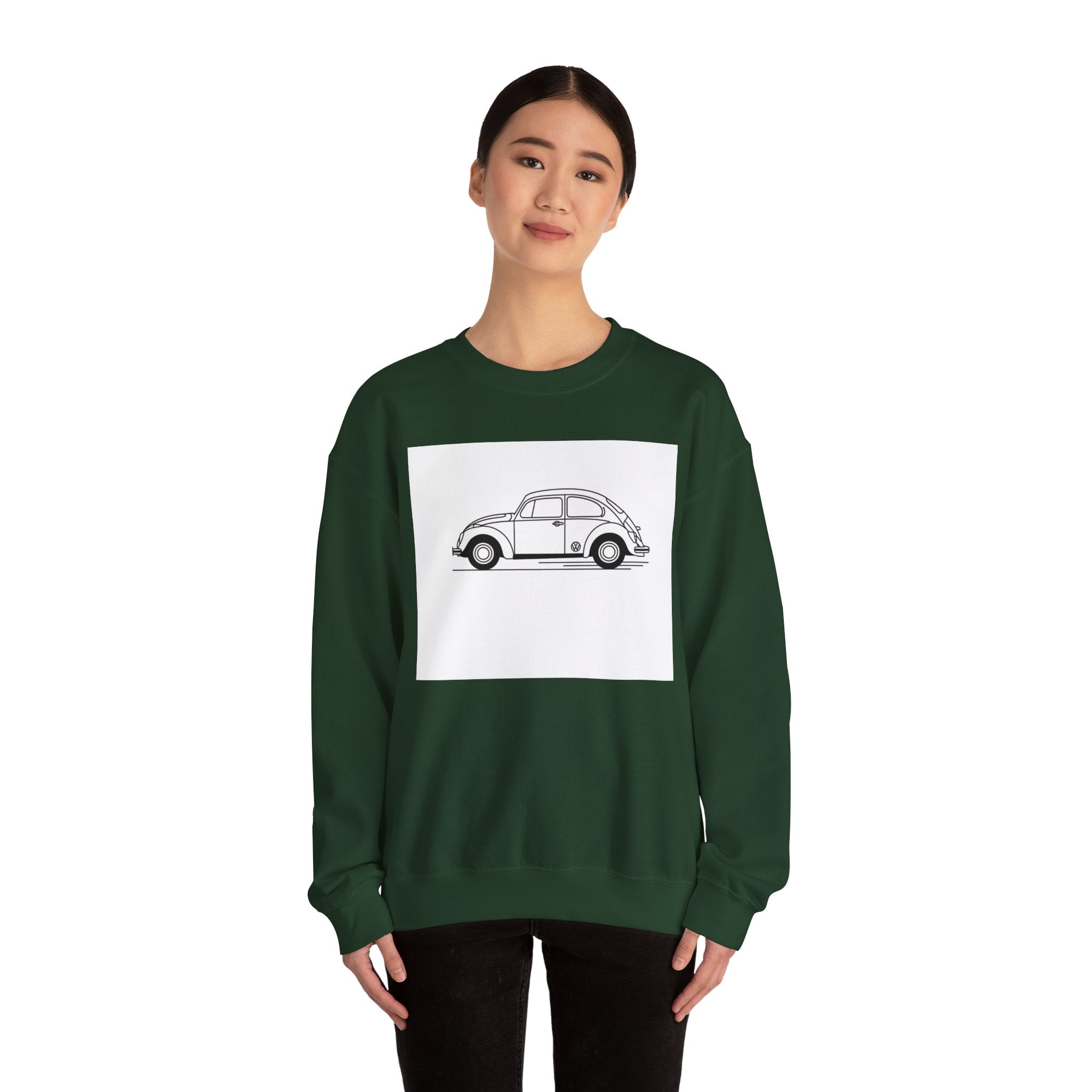 Volkswagen Beetle Outline Crewneck Sweatshirt — Classic Vintage Car Jumper