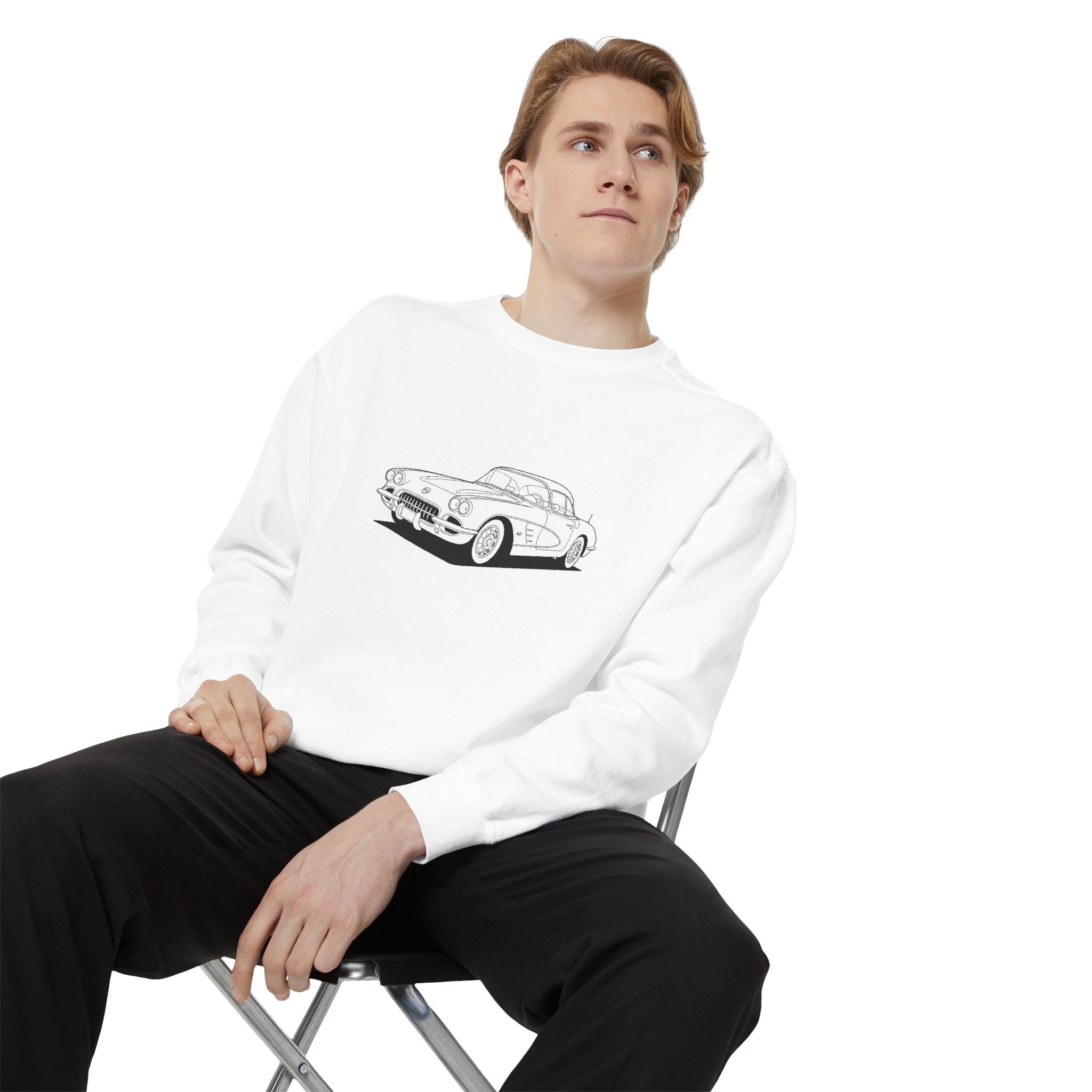 1950s C1 Corvette Sweatshirt — Classic American Vintage Car Design