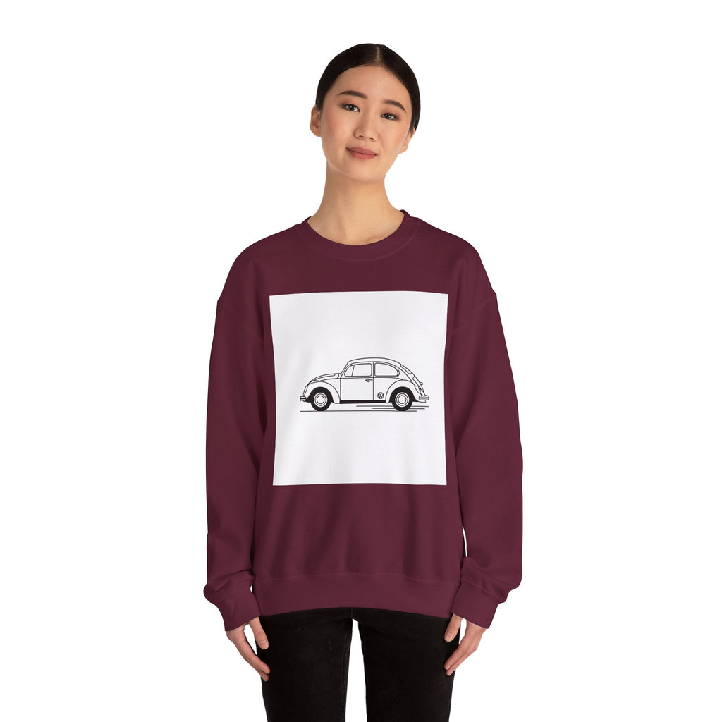 Volkswagen Beetle Outline Crewneck Sweatshirt — Classic Vintage Car Jumper