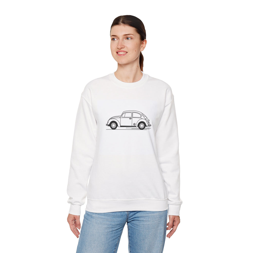 Volkswagen Beetle Outline Crewneck Sweatshirt — Classic Vintage Car Jumper