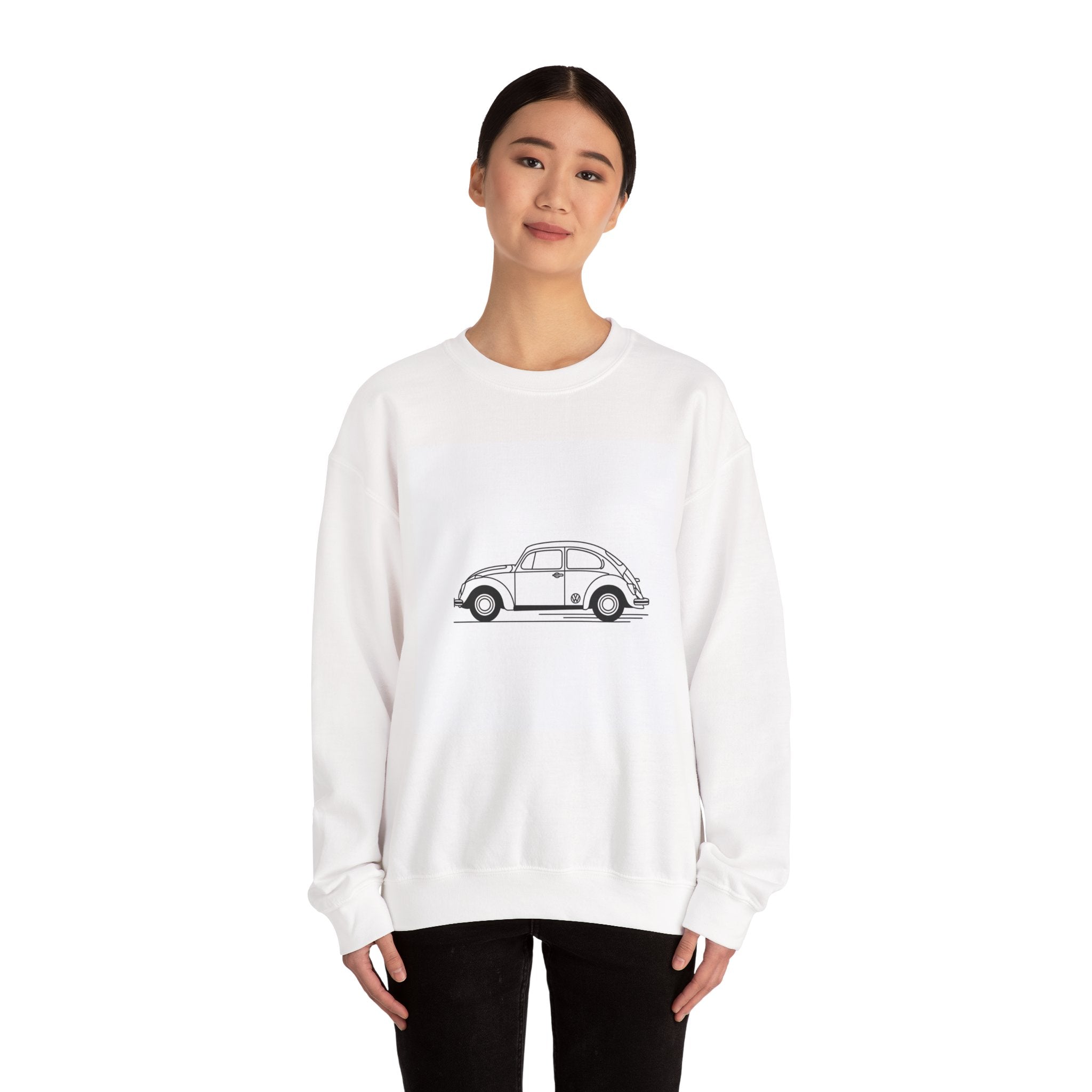 Volkswagen Beetle Outline Crewneck Sweatshirt — Classic Vintage Car Jumper