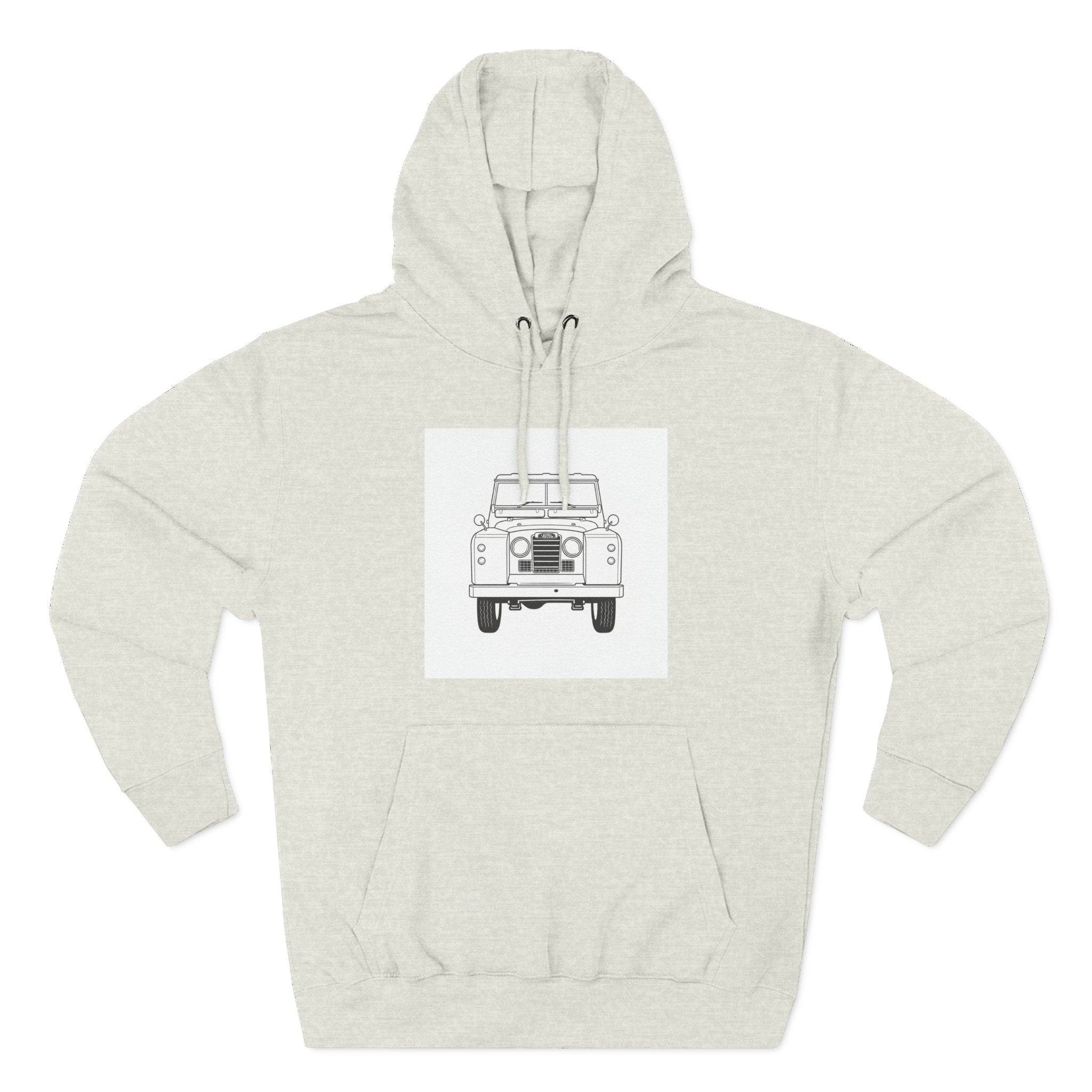 Land Rover Series Line Drawing Hoodie — Front & Rear Classic British 4x4