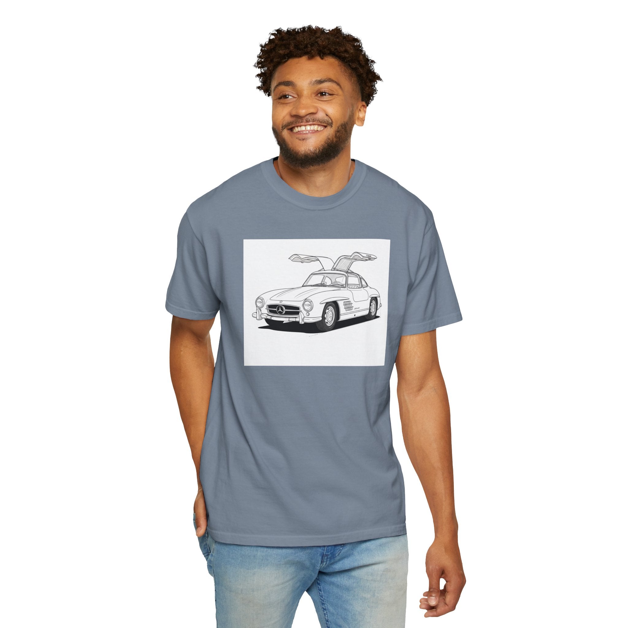Mercedes 300SL Gullwing Line Art T-shirt — Classic Car Enthusiast Gift for Him or Her