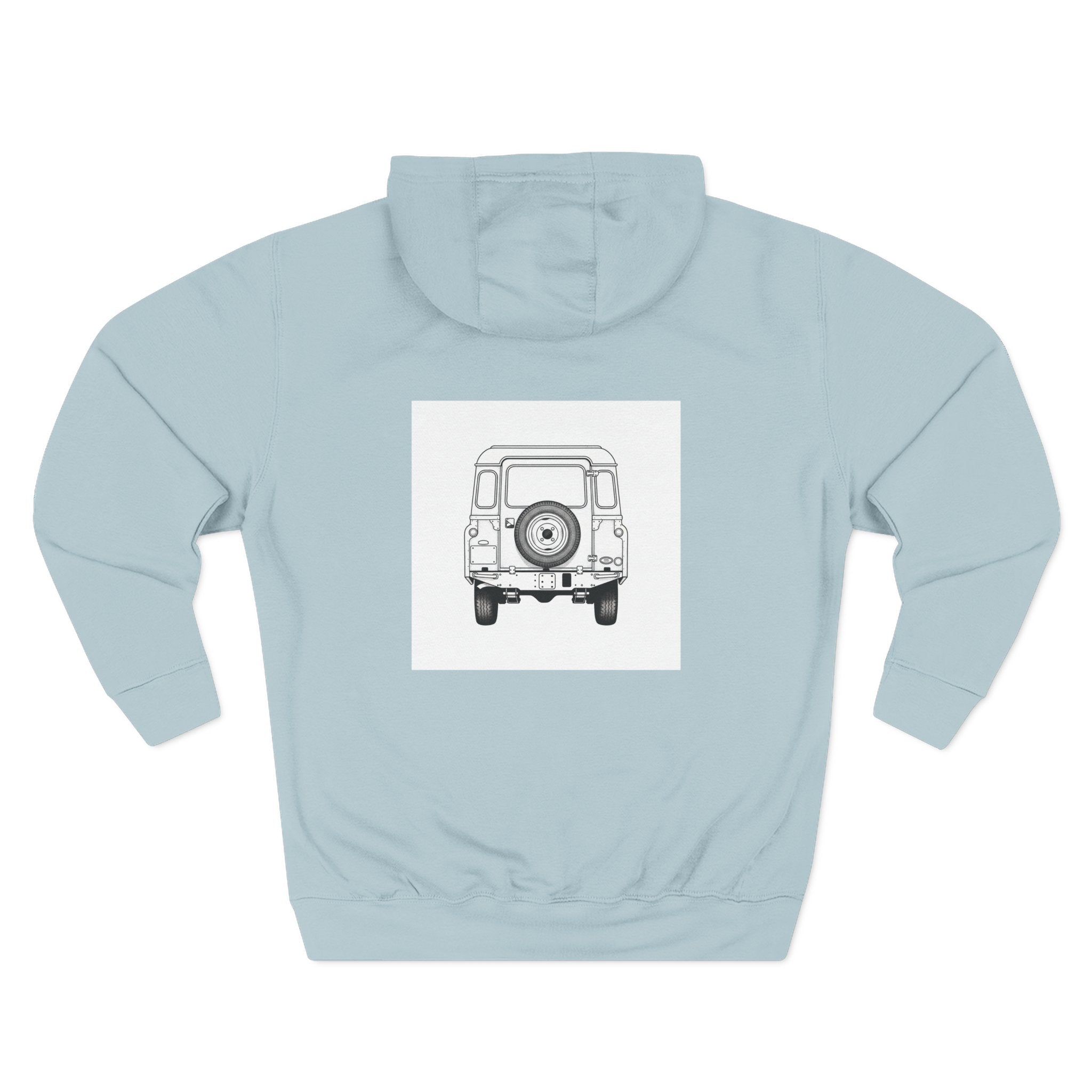Land Rover Series Line Drawing Hoodie — Front & Rear Classic British 4x4