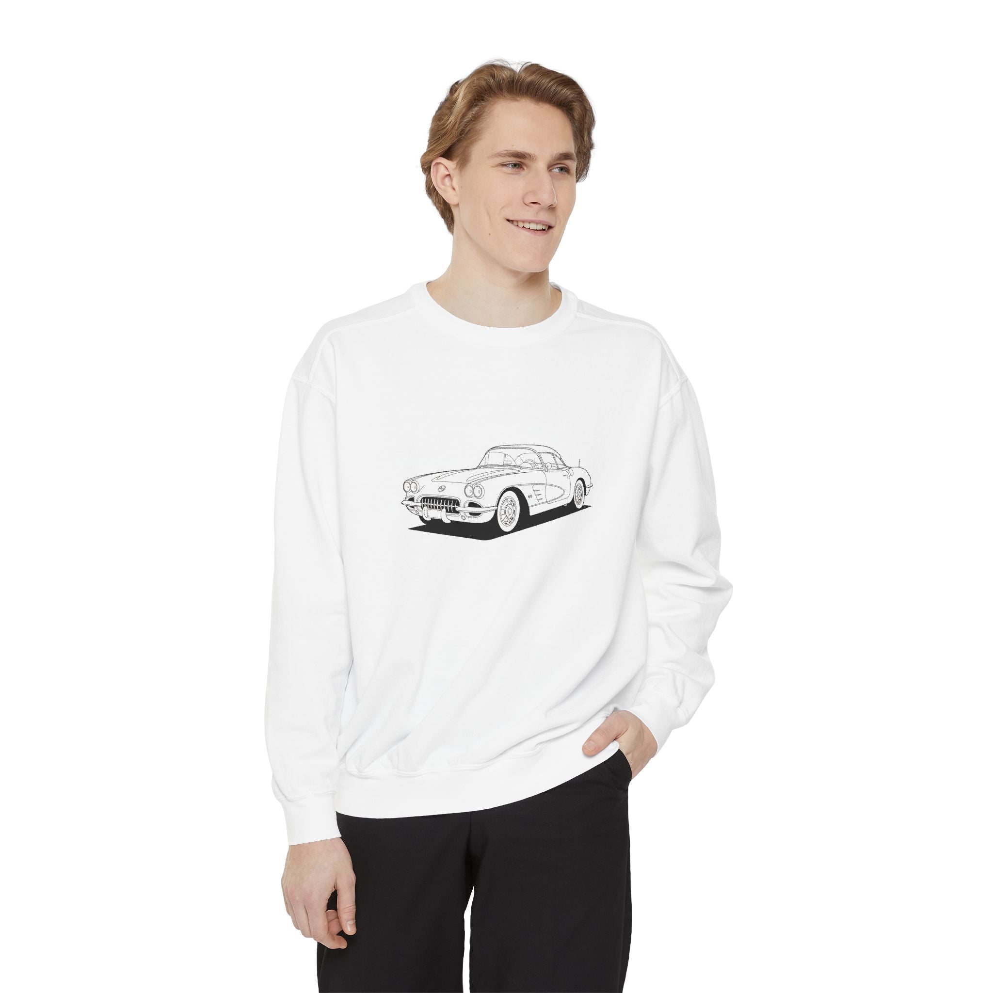 1950s C1 Corvette Sweatshirt — Classic American Vintage Car Design