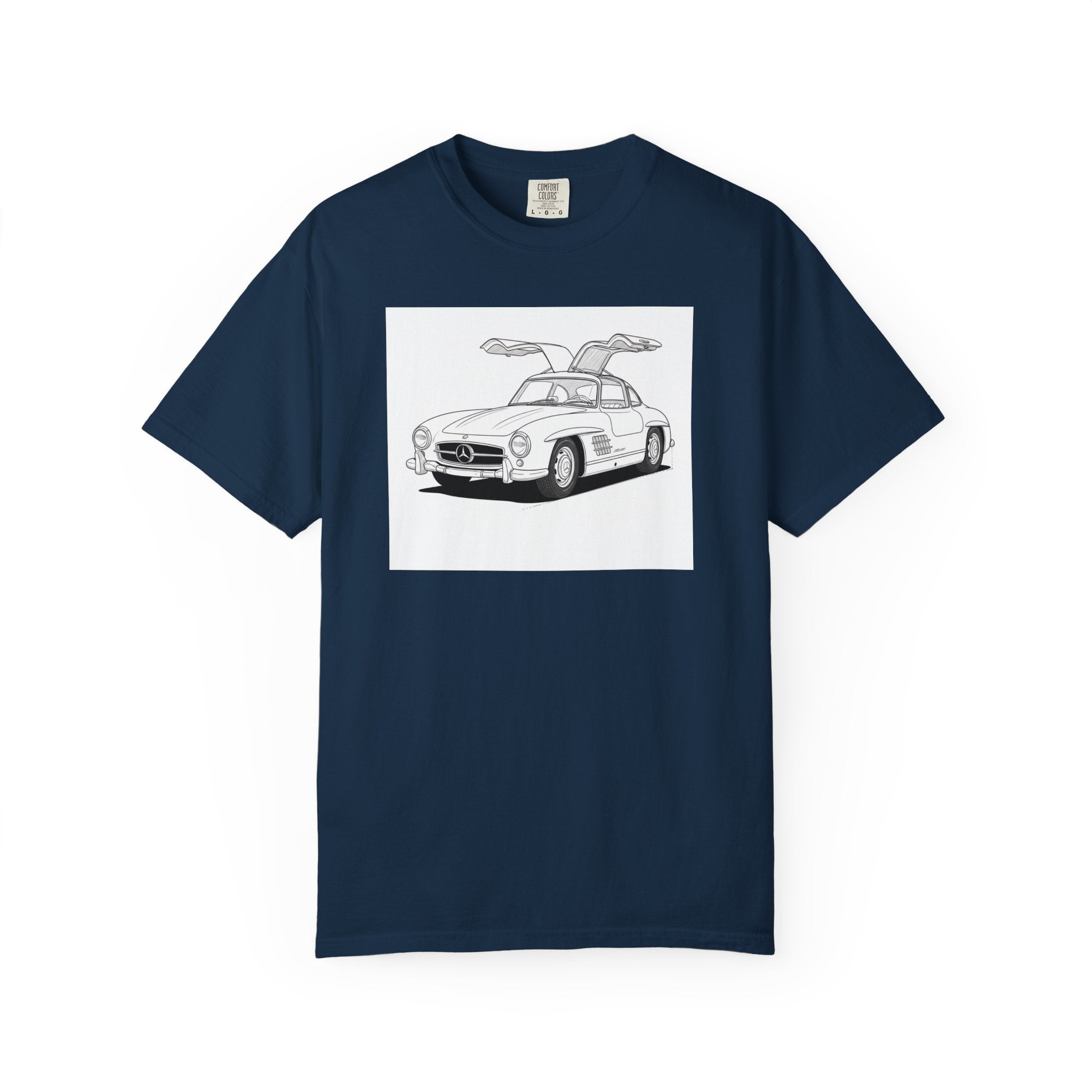 Mercedes 300SL Gullwing Line Art T-shirt — Classic Car Enthusiast Gift for Him or Her