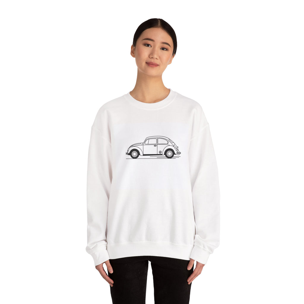 Volkswagen Beetle Outline Crewneck Sweatshirt — Classic Vintage Car Jumper