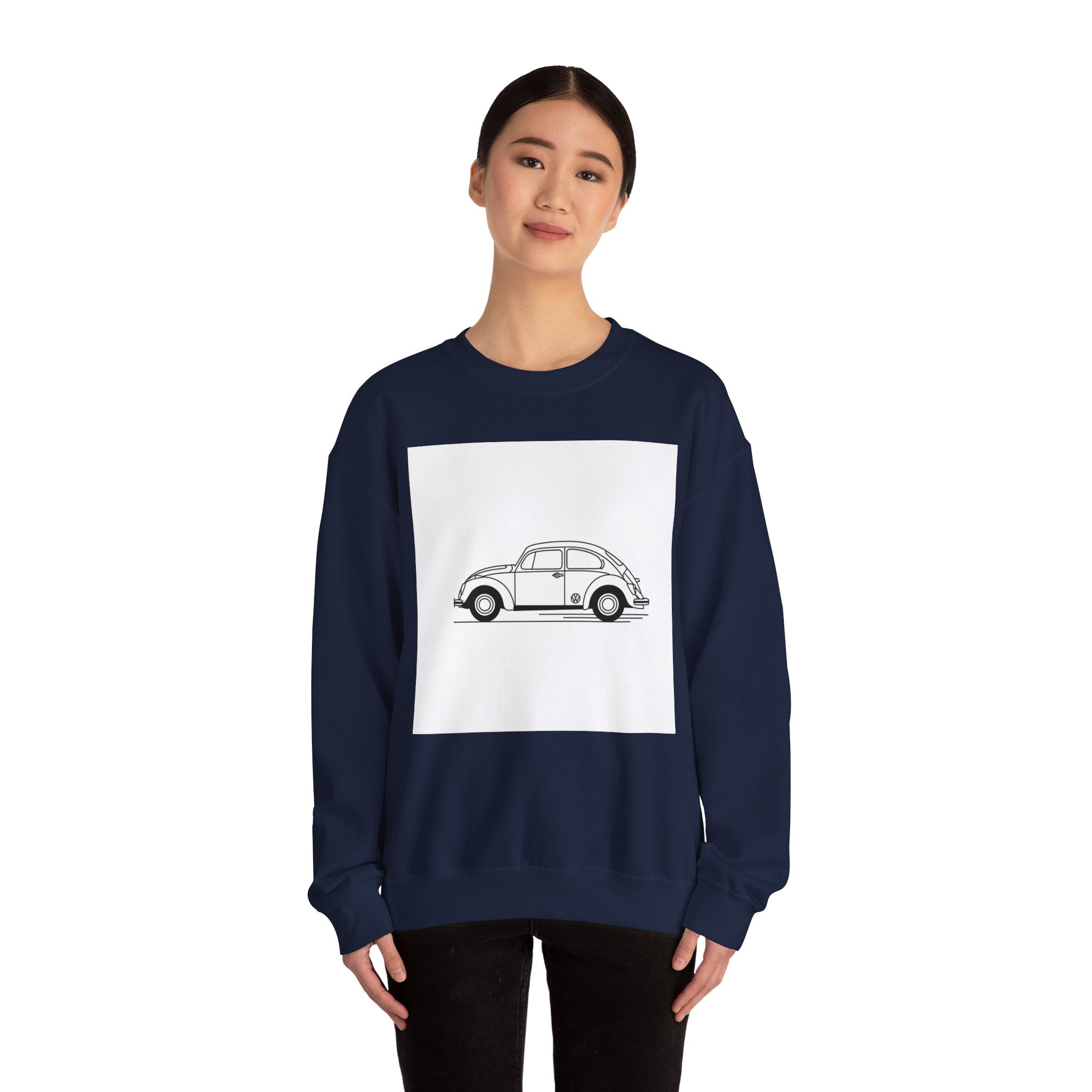 Volkswagen Beetle Outline Crewneck Sweatshirt — Classic Vintage Car Jumper