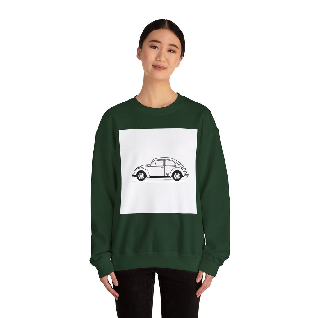 Volkswagen Beetle Outline Crewneck Sweatshirt — Classic Vintage Car Jumper