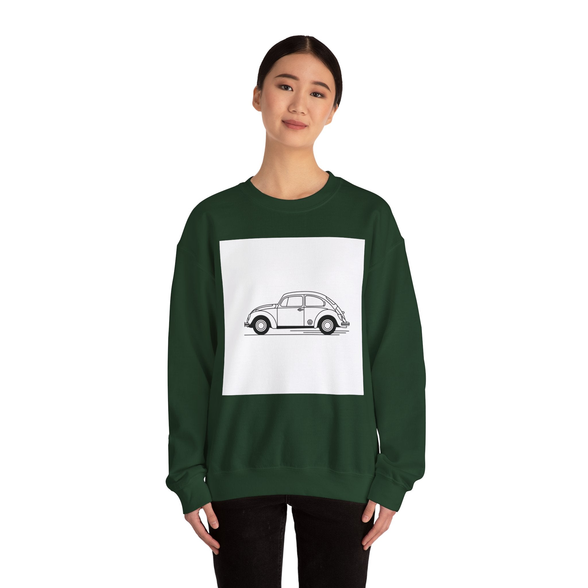 Volkswagen Beetle Outline Crewneck Sweatshirt — Classic Vintage Car Jumper