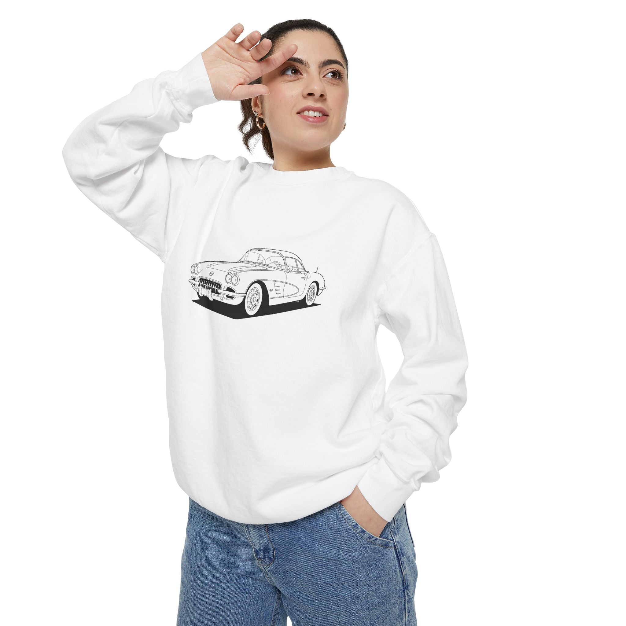 1950s C1 Corvette Sweatshirt — Classic American Vintage Car Design