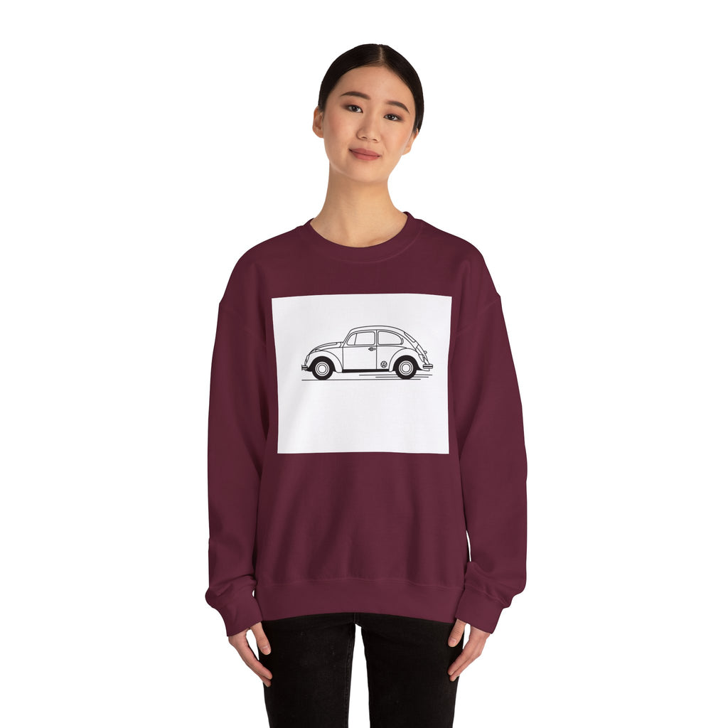 Volkswagen Beetle Outline Crewneck Sweatshirt — Classic Vintage Car Jumper