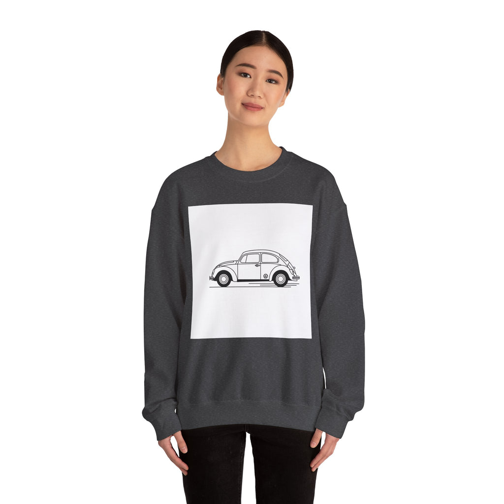 Volkswagen Beetle Outline Crewneck Sweatshirt — Classic Vintage Car Jumper