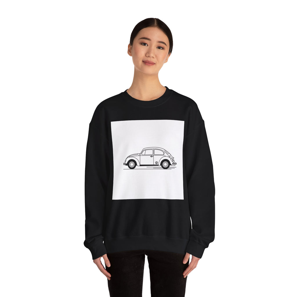 Volkswagen Beetle Outline Crewneck Sweatshirt — Classic Vintage Car Jumper