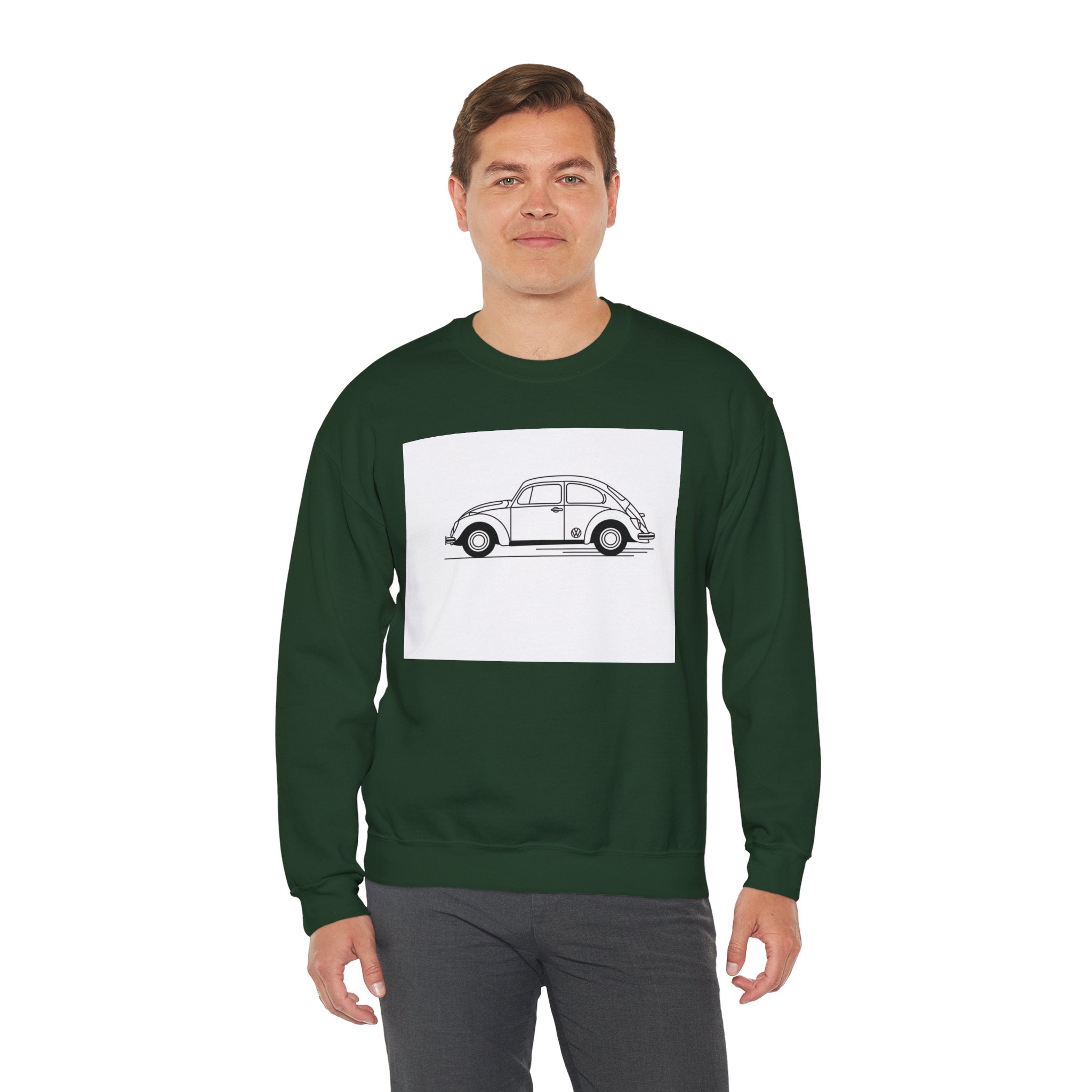 Volkswagen Beetle Outline Crewneck Sweatshirt — Classic Vintage Car Jumper