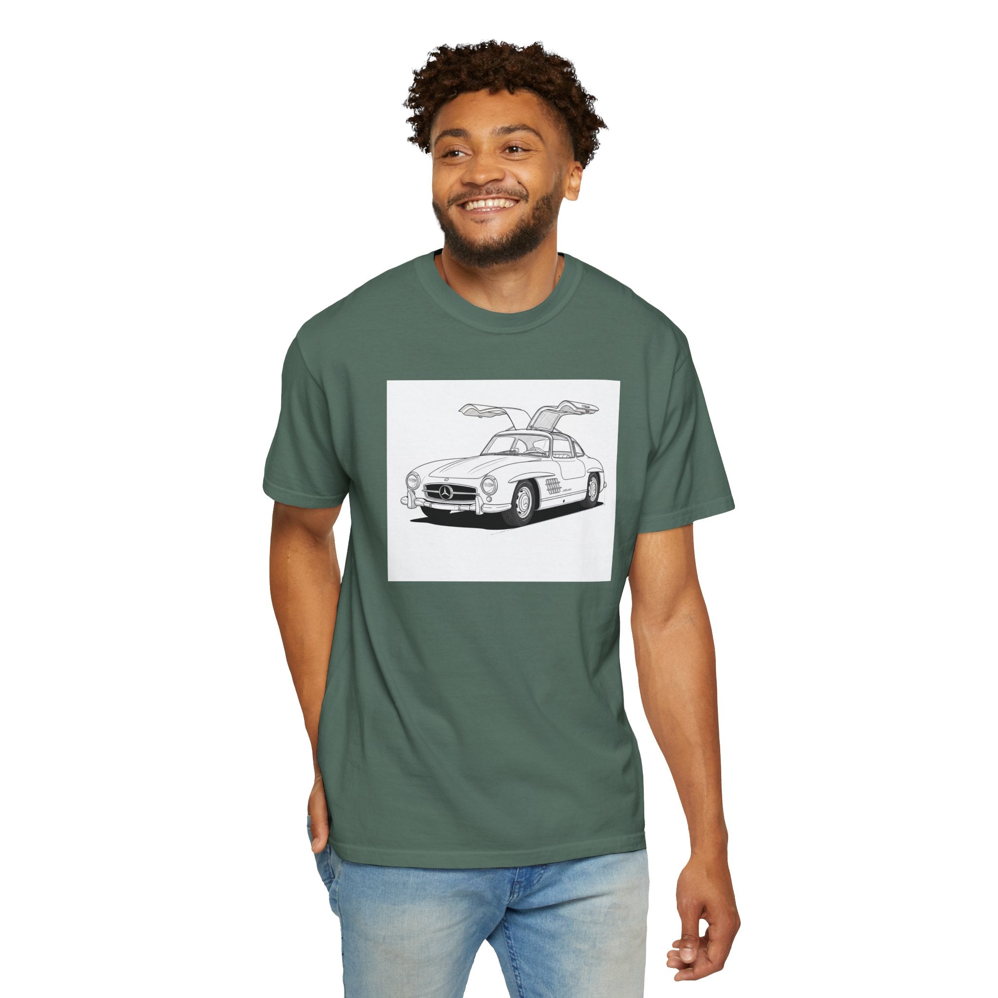 Mercedes 300SL Gullwing Line Art T-shirt — Classic Car Enthusiast Gift for Him or Her