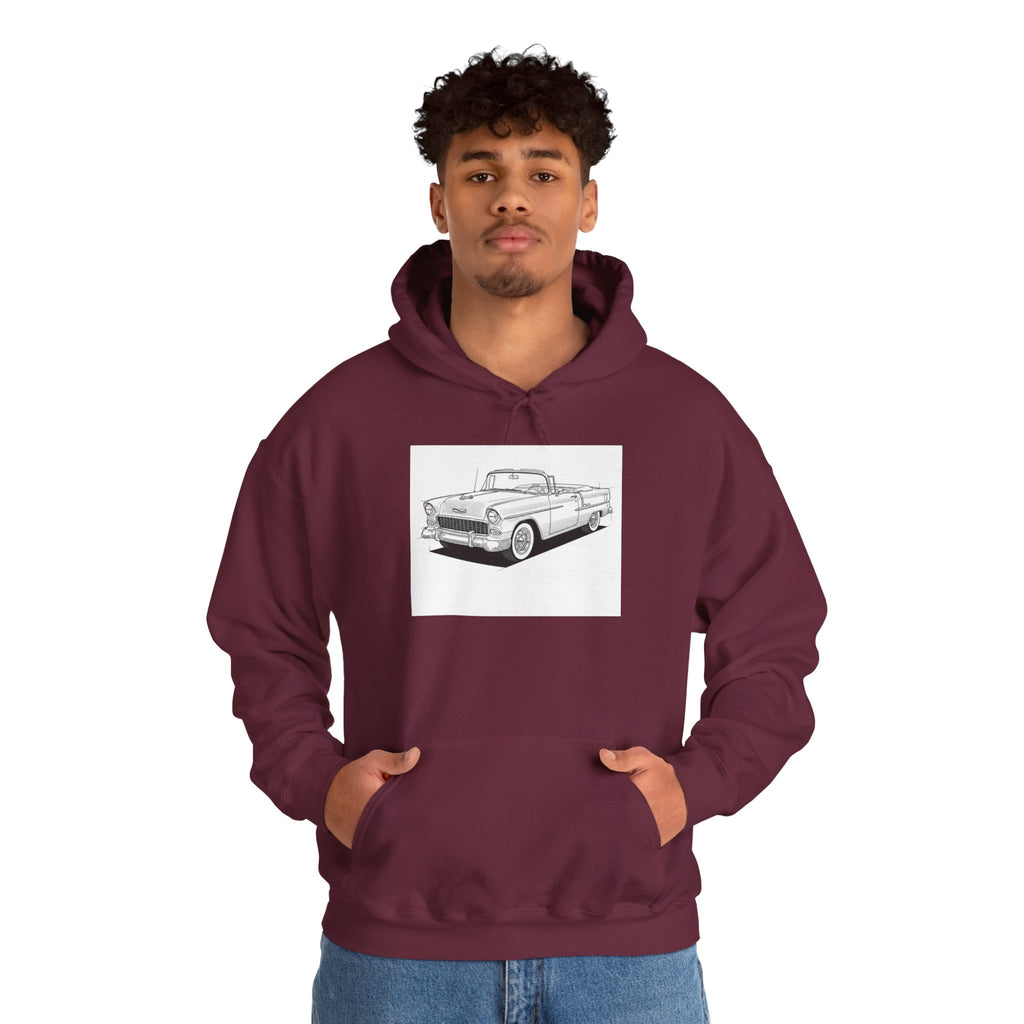 1955 Bel Air Classic Car Hoodie – Retro Chevy Sweatshirt for Vintage Car Lovers