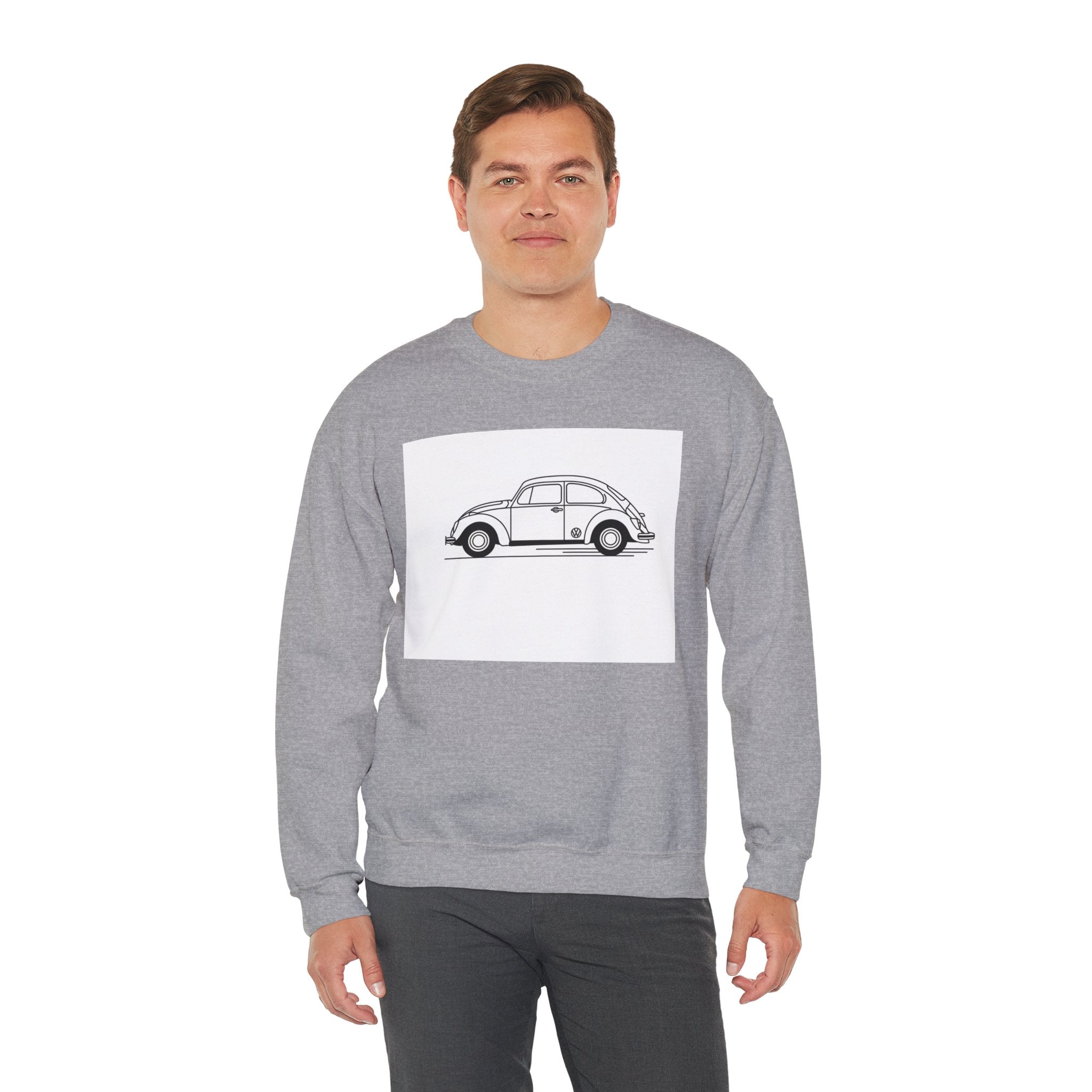Volkswagen Beetle Outline Crewneck Sweatshirt — Classic Vintage Car Jumper