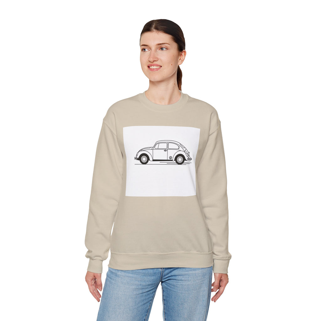 Volkswagen Beetle Outline Crewneck Sweatshirt — Classic Vintage Car Jumper