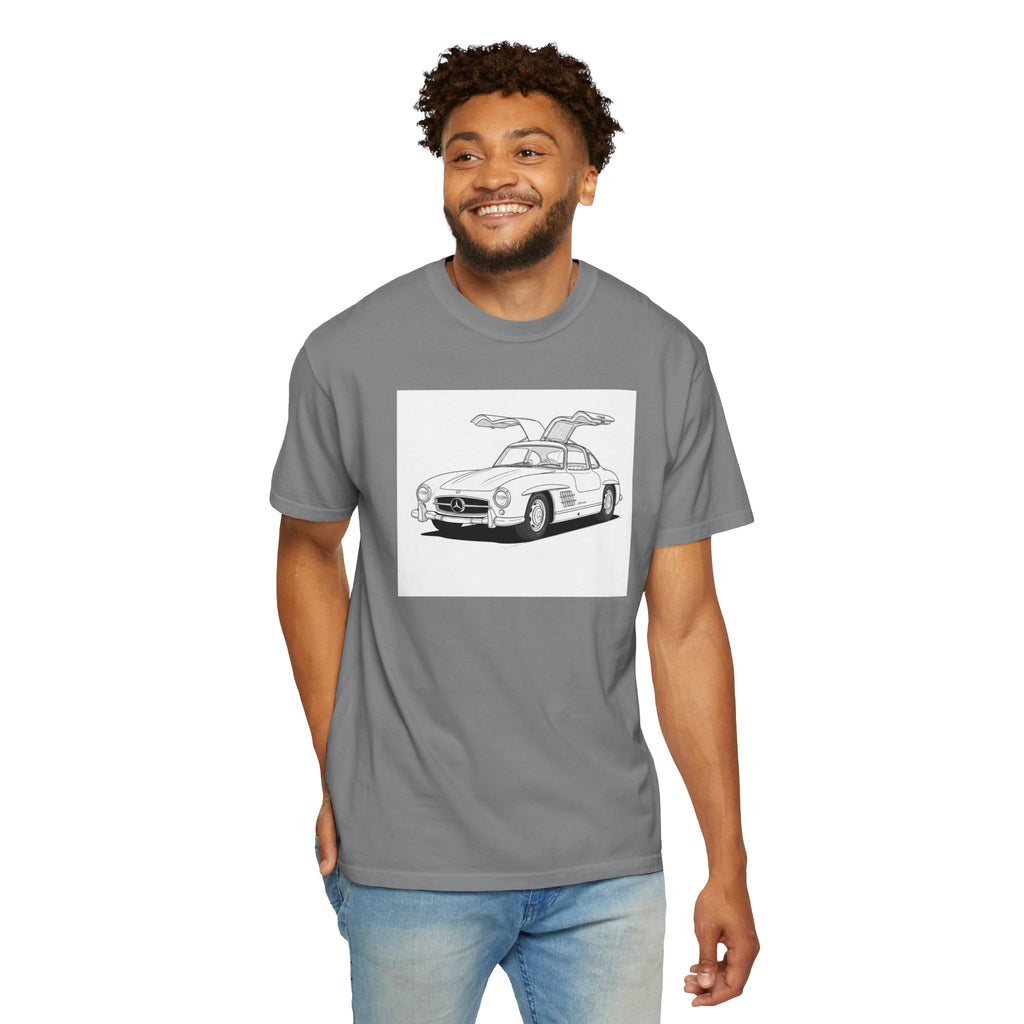 Mercedes 300SL Gullwing Line Art T-shirt — Classic Car Enthusiast Gift for Him or Her