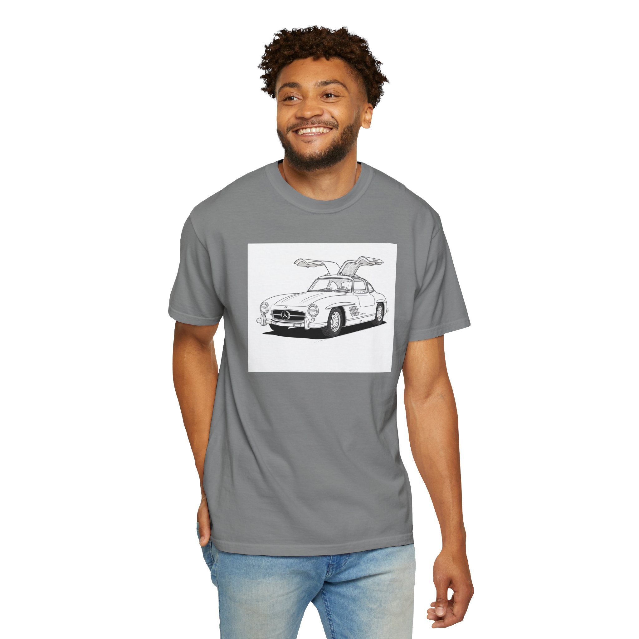 Mercedes 300SL Gullwing Line Art T-shirt — Classic Car Enthusiast Gift for Him or Her