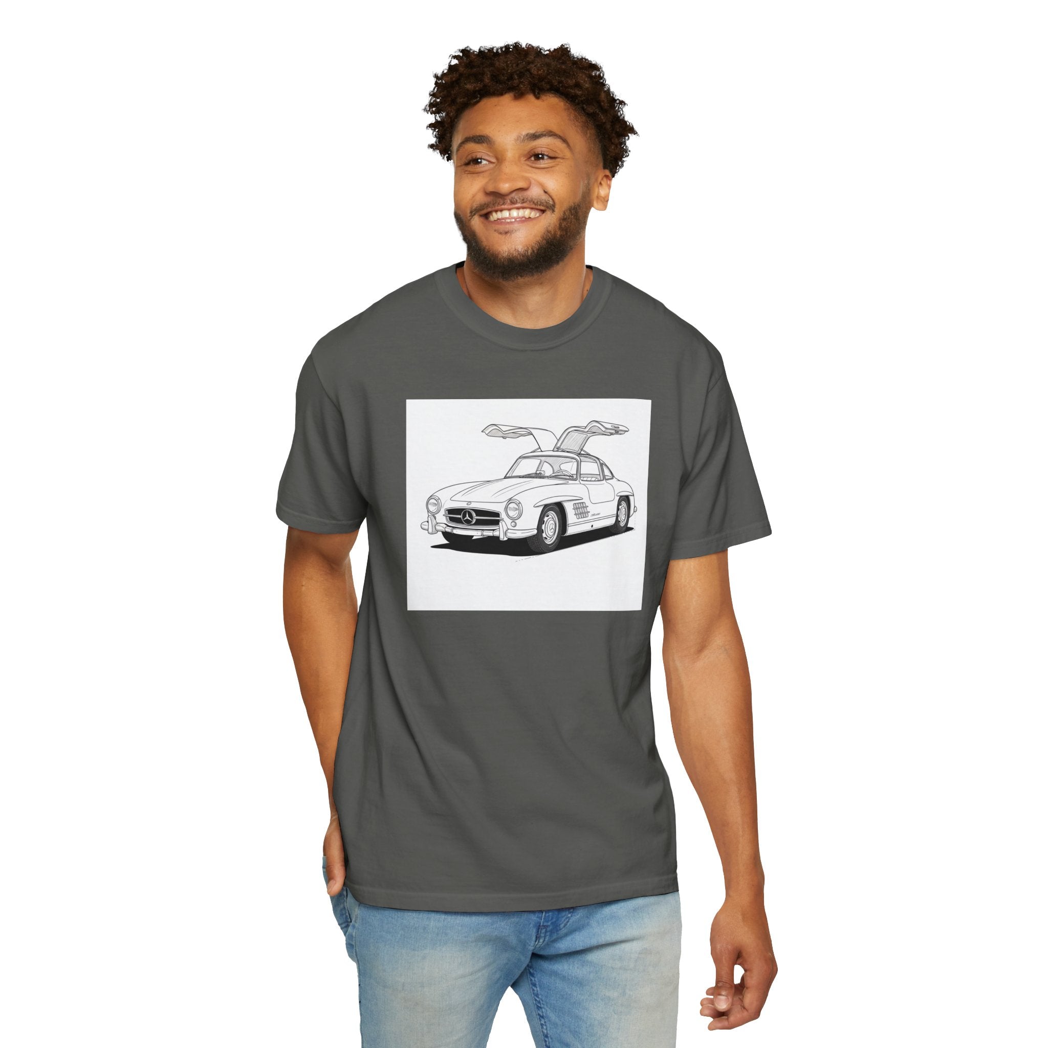 Mercedes 300SL Gullwing Line Art T-shirt — Classic Car Enthusiast Gift for Him or Her