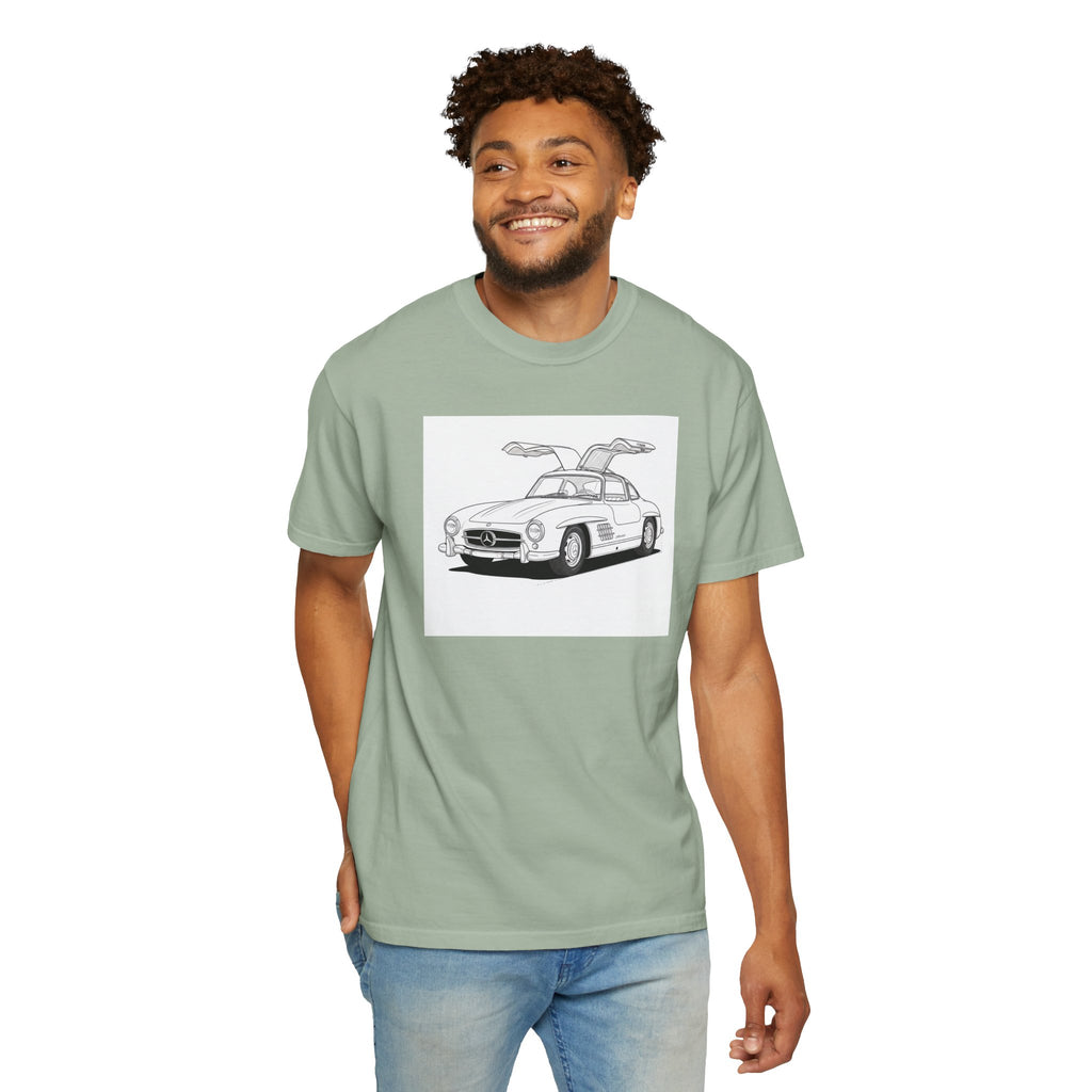 Mercedes 300SL Gullwing Line Art T-shirt — Classic Car Enthusiast Gift for Him or Her