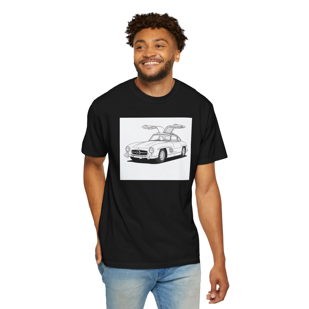 Mercedes 300SL Gullwing Line Art T-shirt — Classic Car Enthusiast Gift for Him or Her