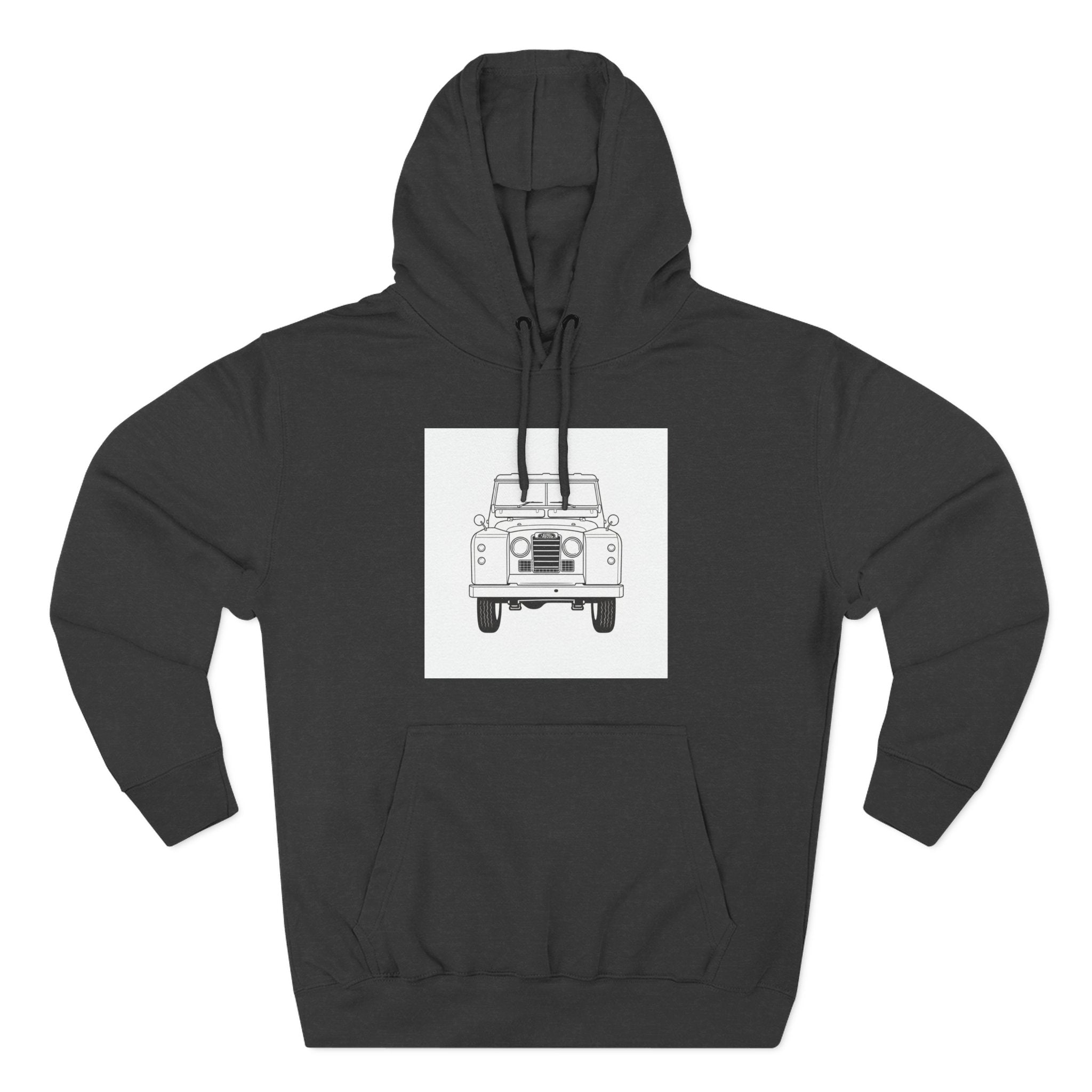 Land Rover Series Line Drawing Hoodie — Front & Rear Classic British 4x4