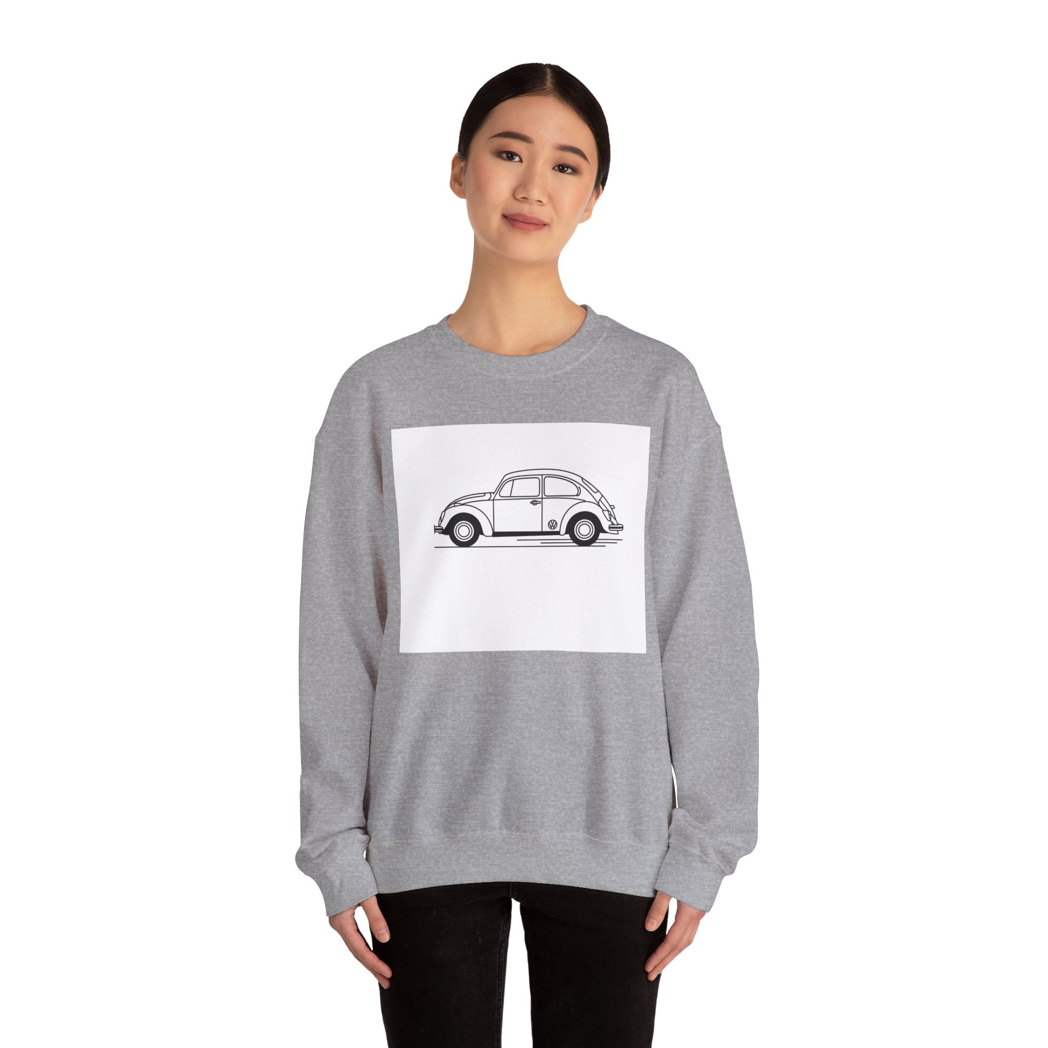 Volkswagen Beetle Outline Crewneck Sweatshirt — Classic Vintage Car Jumper