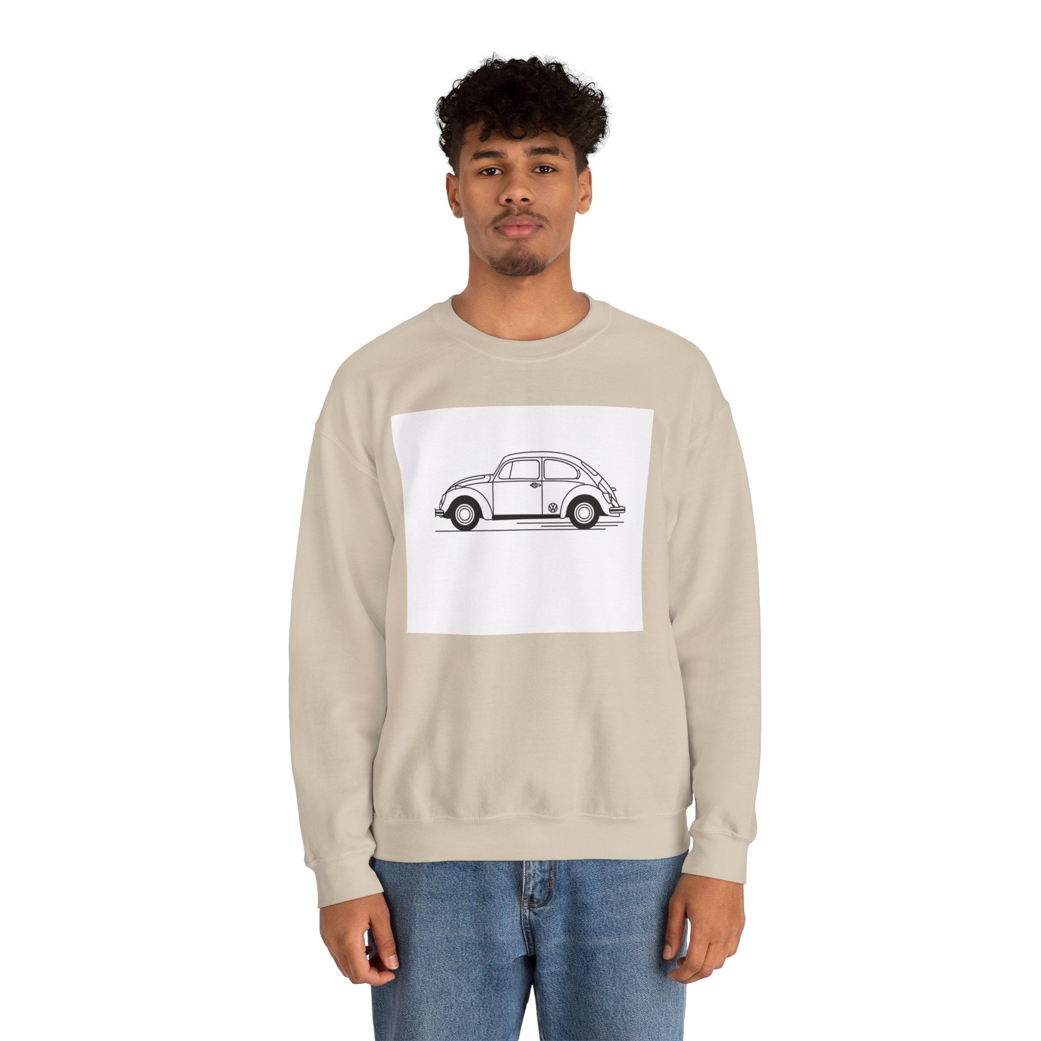 Volkswagen Beetle Outline Crewneck Sweatshirt — Classic Vintage Car Jumper