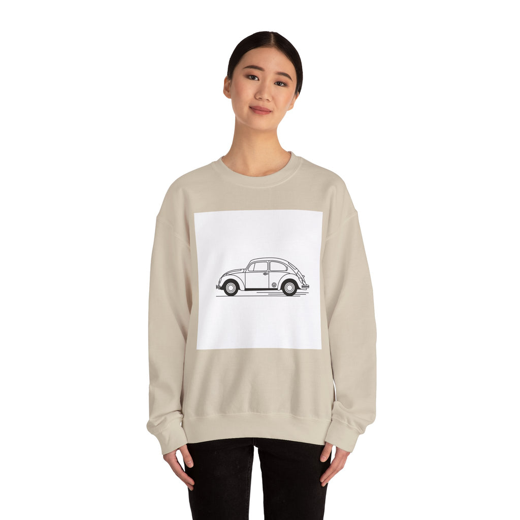Volkswagen Beetle Outline Crewneck Sweatshirt — Classic Vintage Car Jumper