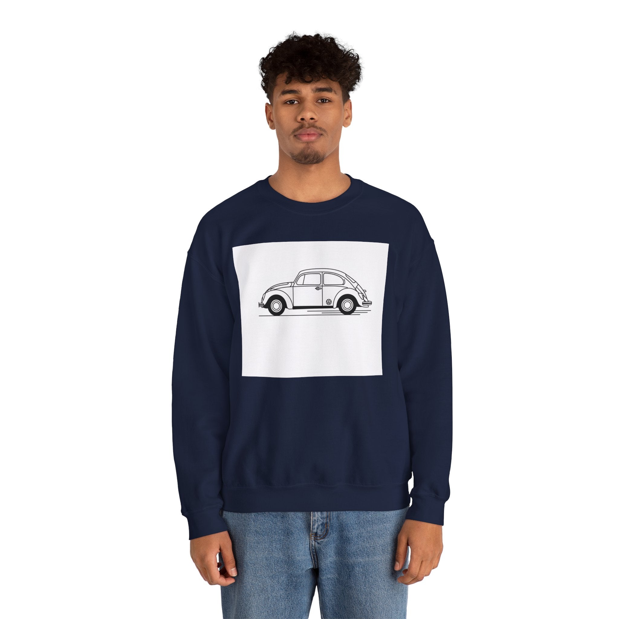 Volkswagen Beetle Outline Crewneck Sweatshirt — Classic Vintage Car Jumper