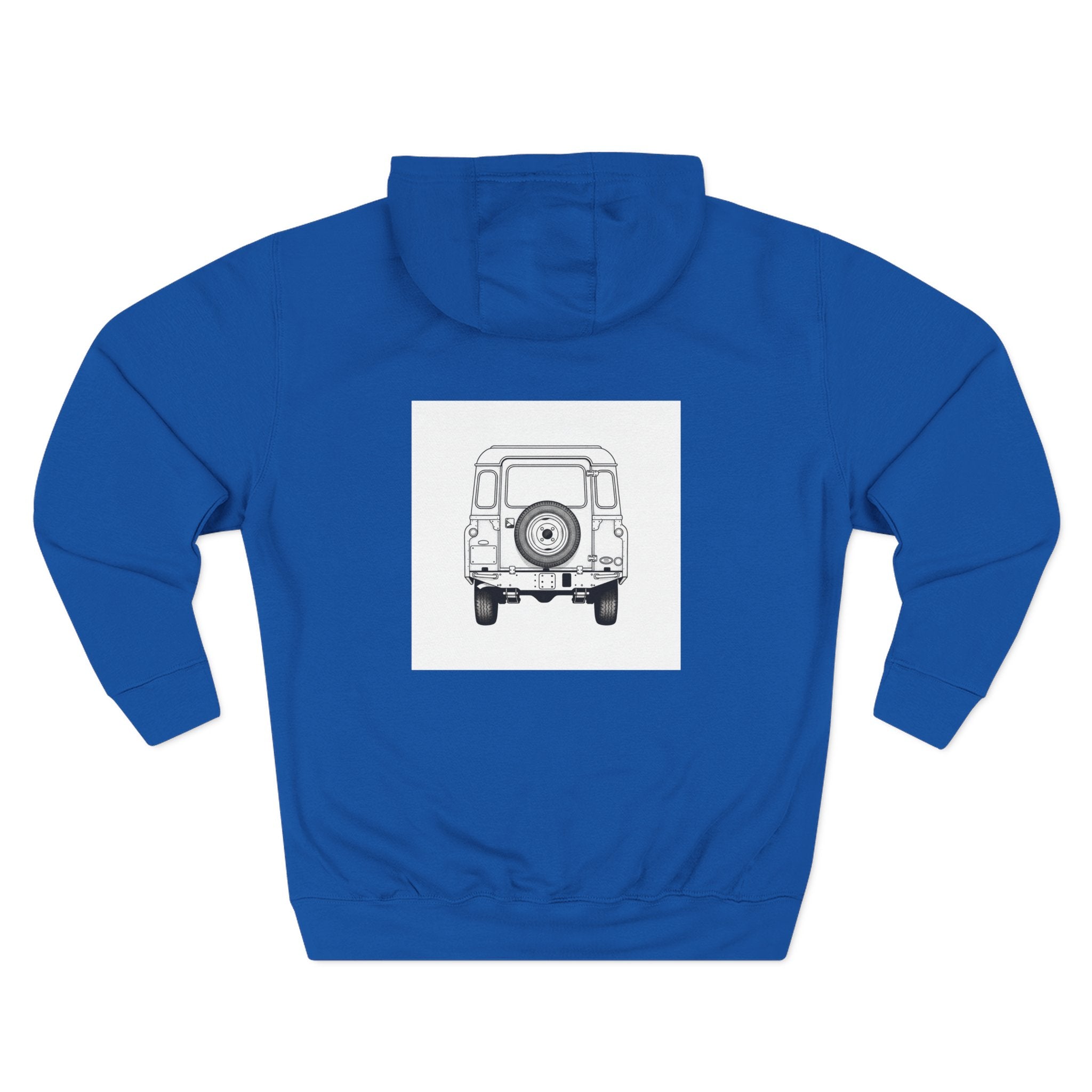 Land Rover Series Line Drawing Hoodie — Front & Rear Classic British 4x4