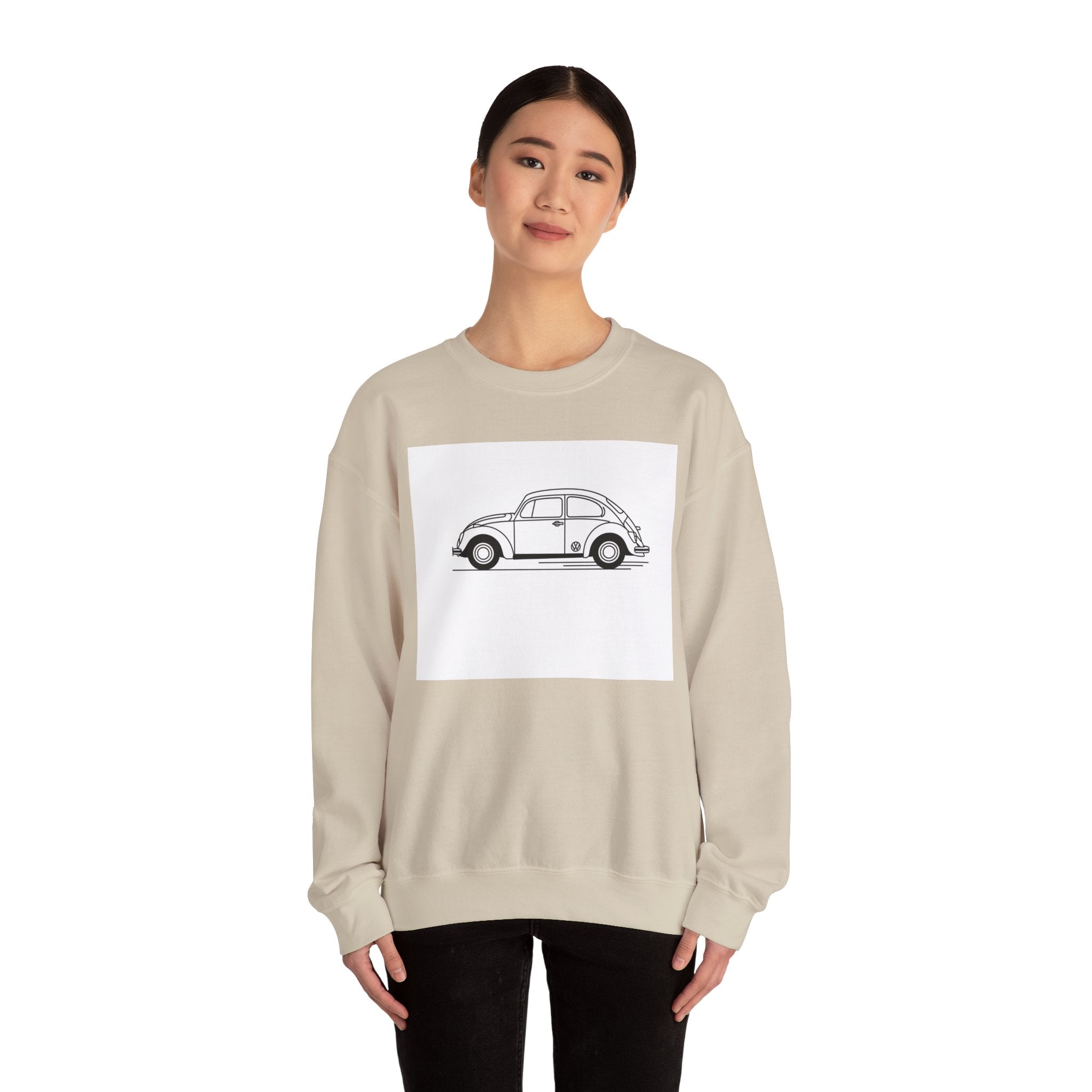 Volkswagen Beetle Outline Crewneck Sweatshirt — Classic Vintage Car Jumper