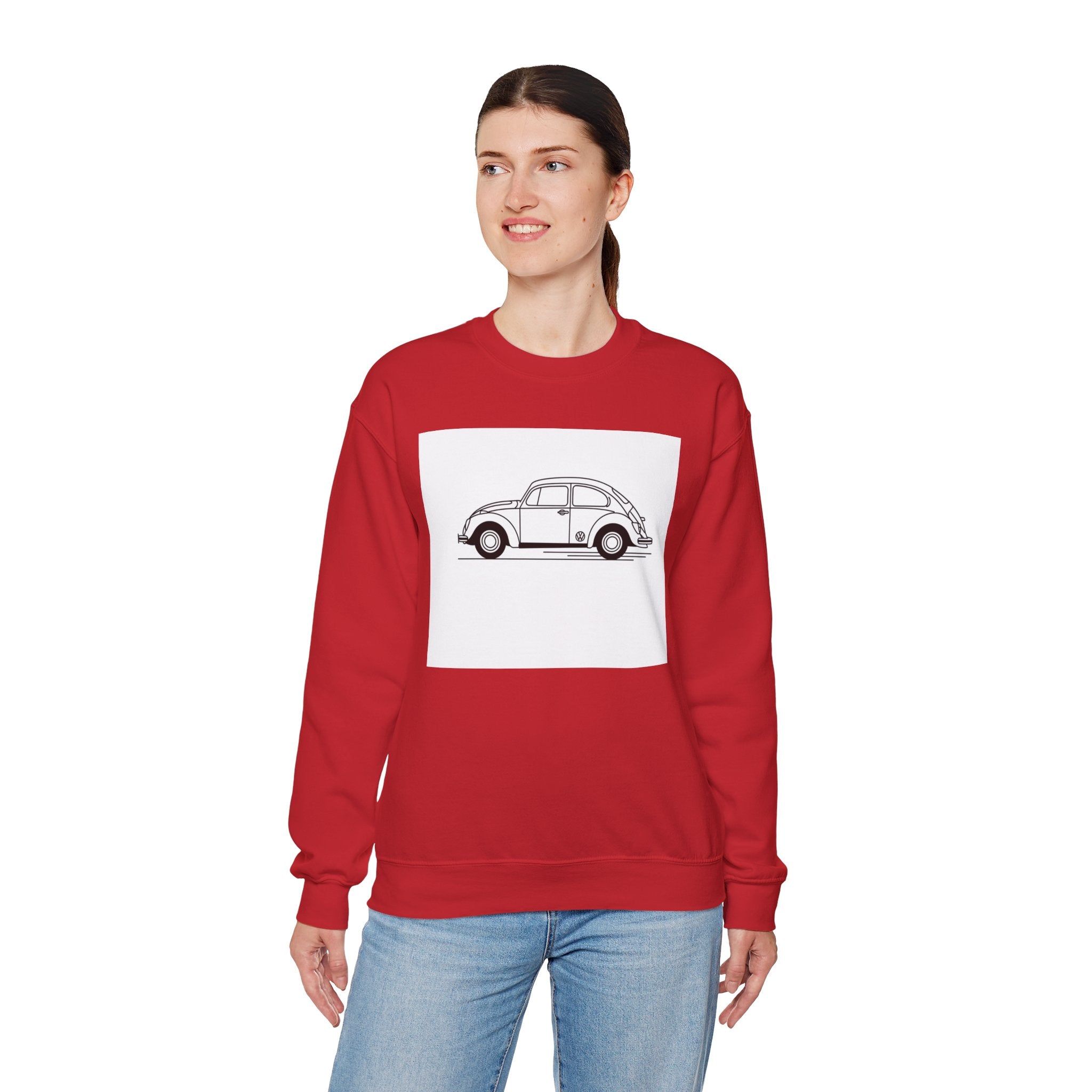 Volkswagen Beetle Outline Crewneck Sweatshirt — Classic Vintage Car Jumper