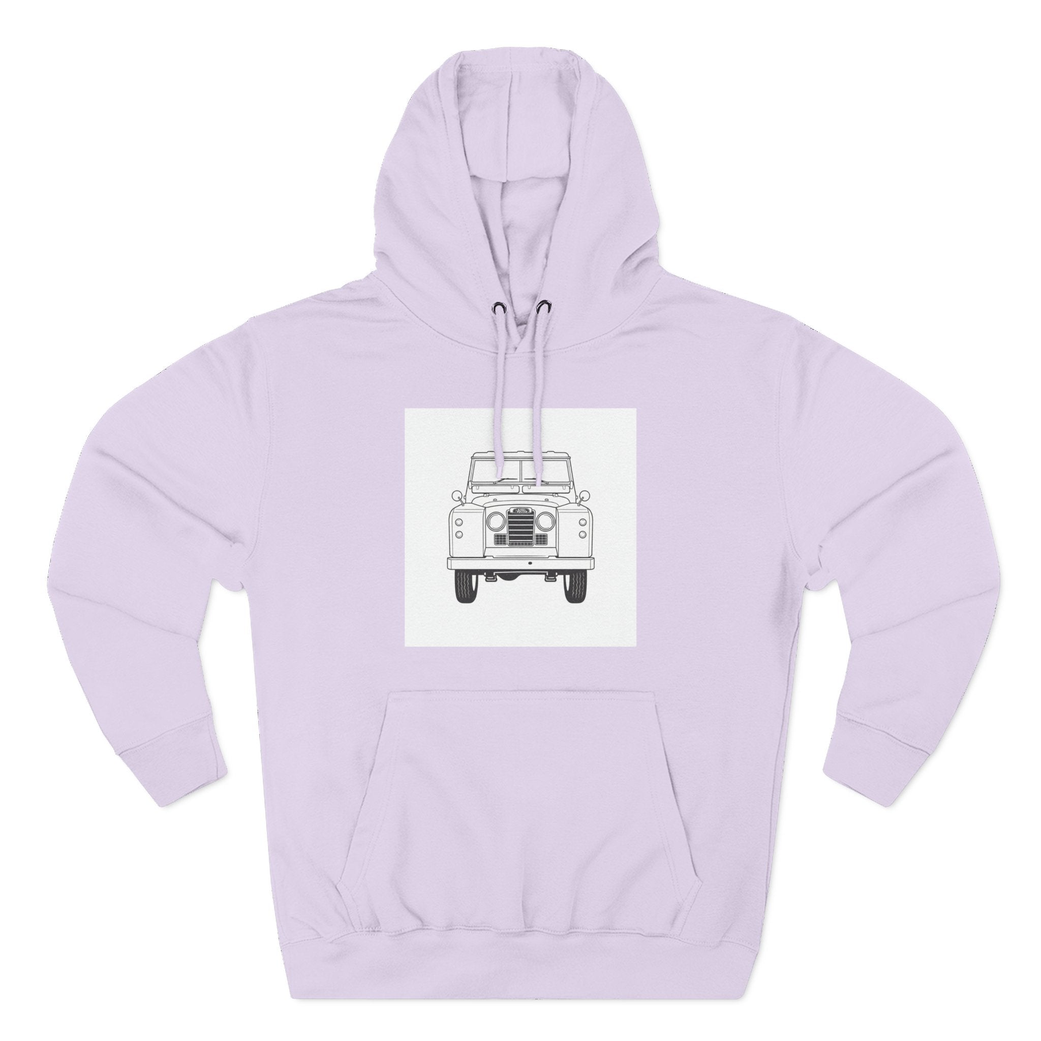 Land Rover Series Line Drawing Hoodie — Front & Rear Classic British 4x4