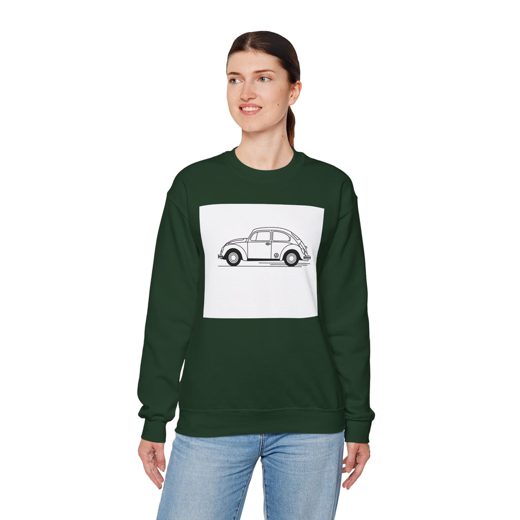 Volkswagen Beetle Outline Crewneck Sweatshirt — Classic Vintage Car Jumper
